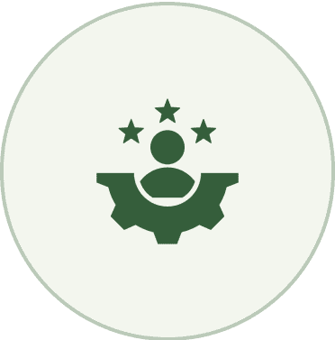 Person icon with stars and gear.